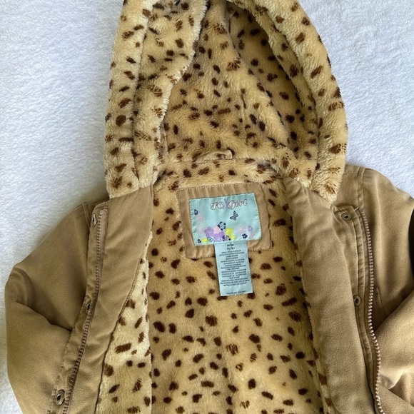 Kids Tan Hooded Jacket with Faux Fur by [Brand] - Picture 2 of 8